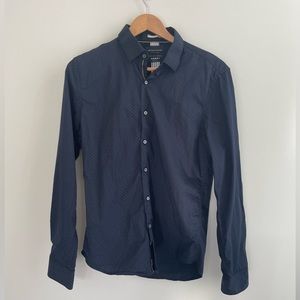 Denim & flower Ricky Singh slim fit button down long sleeve shirt small navy